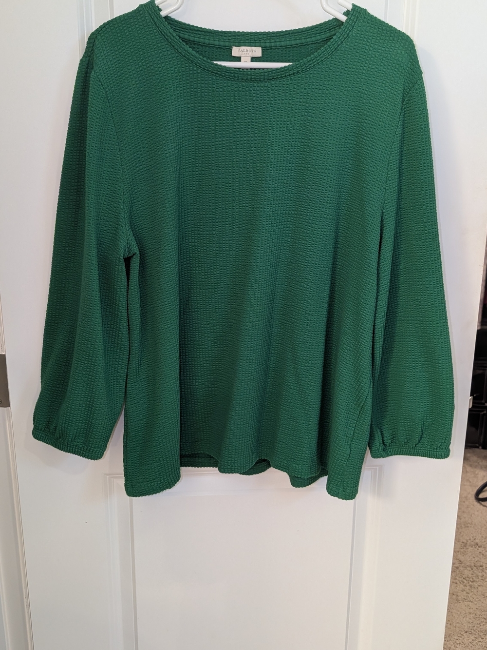 Talbots Kelly Green Textured Crewneck Top